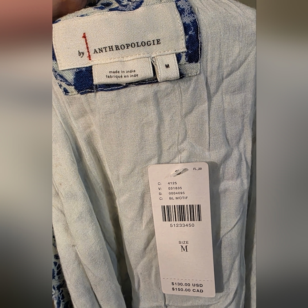Anthropologie Blue and White Floral Clemente Off the Shoulder Romper - Picture 6 of 10